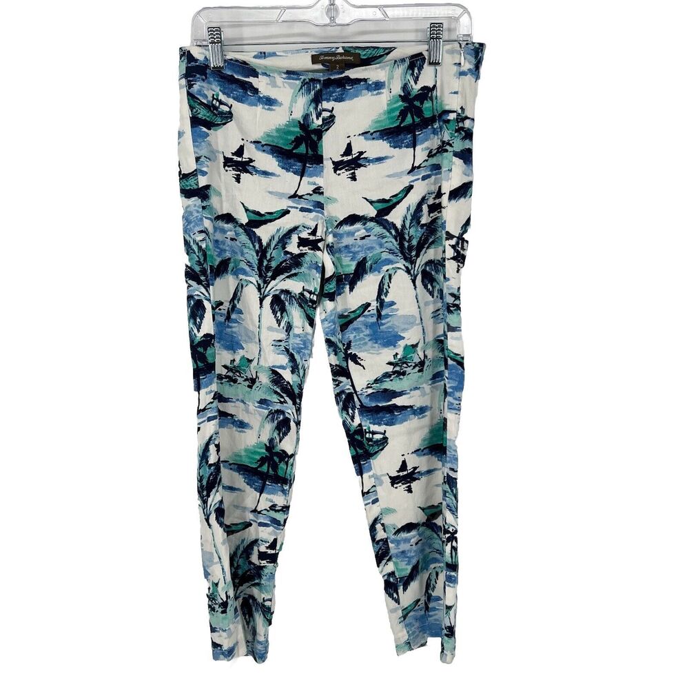Tommy Bahama Tropical Linen Womens Capri Pants Size 2 Vacation Beachy